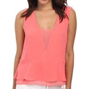 *BCBGMAXAZRIA* Pink Amerly Sleeveless Peplum Top Size Small NWT